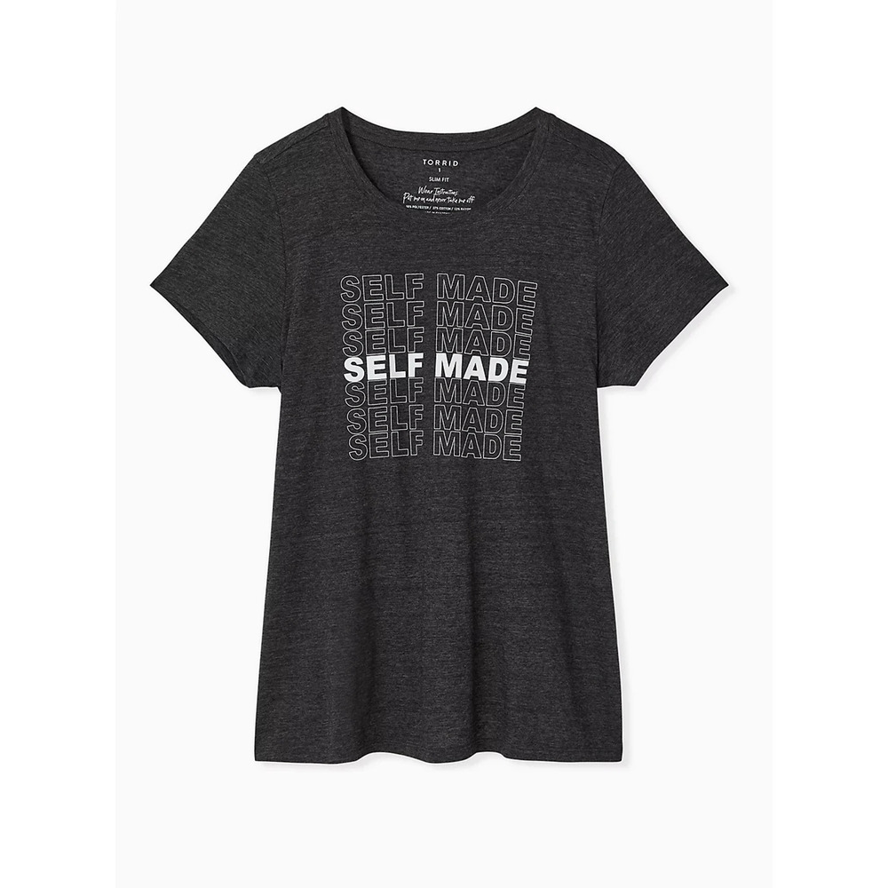 NWT Torrid Self Made Grey Triblend Jersey Tee Top Shirt Plus Size: 3X (22/24)
